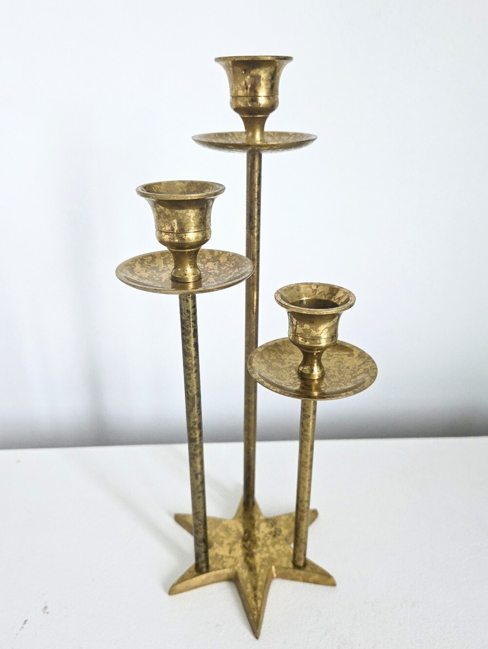 Vintage Cast Brass Celestial Candle Holder